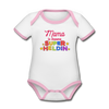 Meene Heldin - Baby Bio-Kurzarm-Kontrastbody - Weiß/Rose