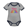 Meene Heldin - Baby Bio-Kurzarm-Kontrastbody - Grau meliert/Navy