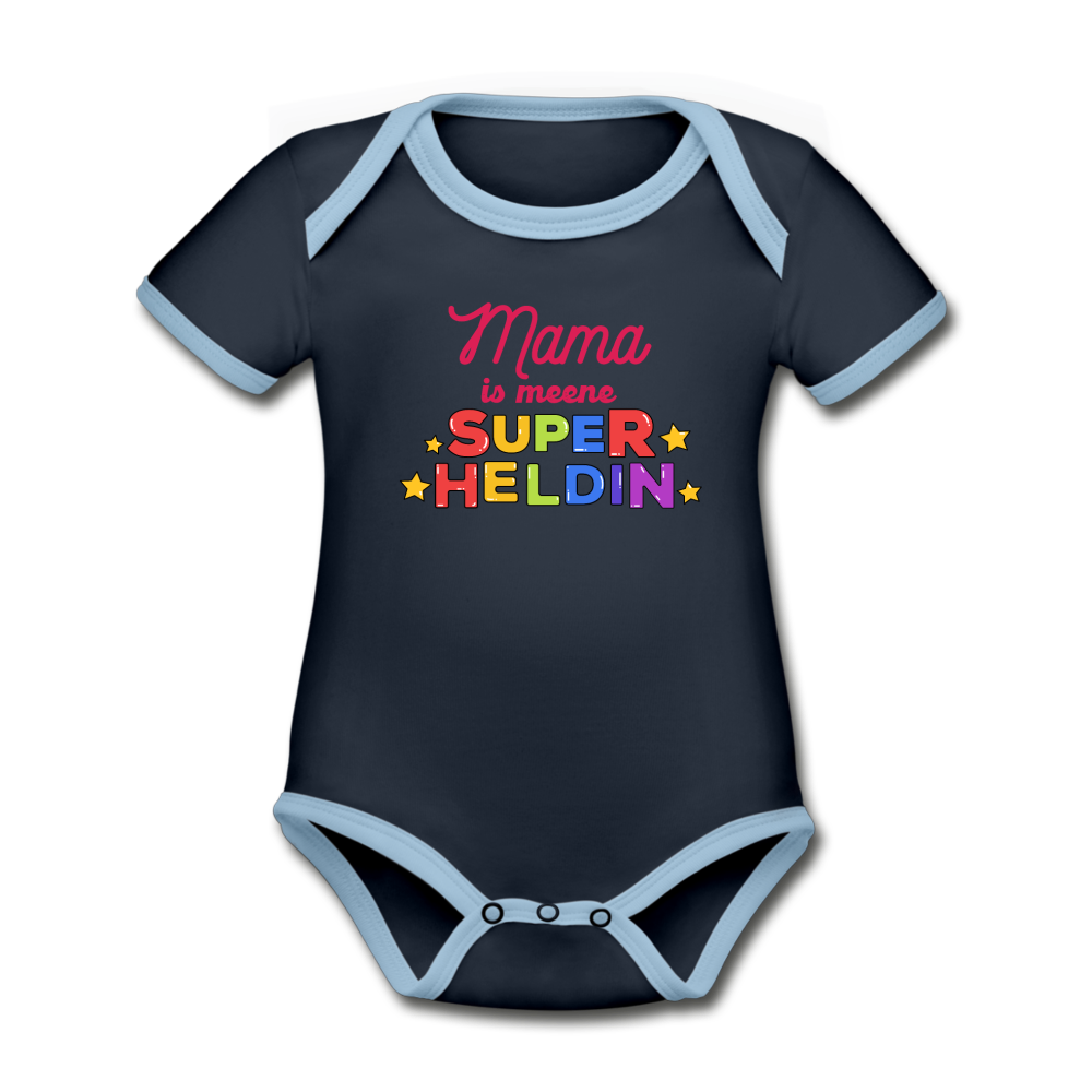 Meene Heldin - Baby Bio-Kurzarm-Kontrastbody - navy/sky