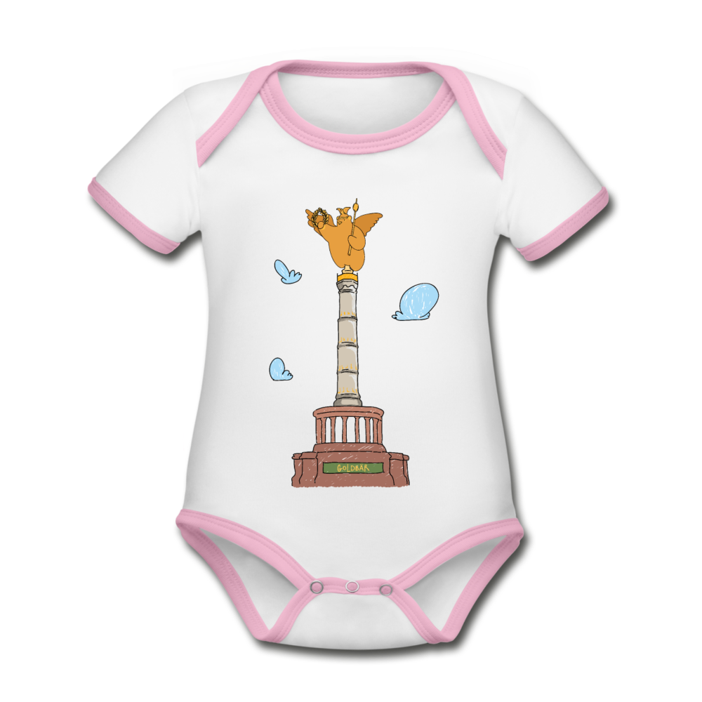 Gold Bär - Baby Bio-Kurzarm-Kontrastbody - Weiß/Rose