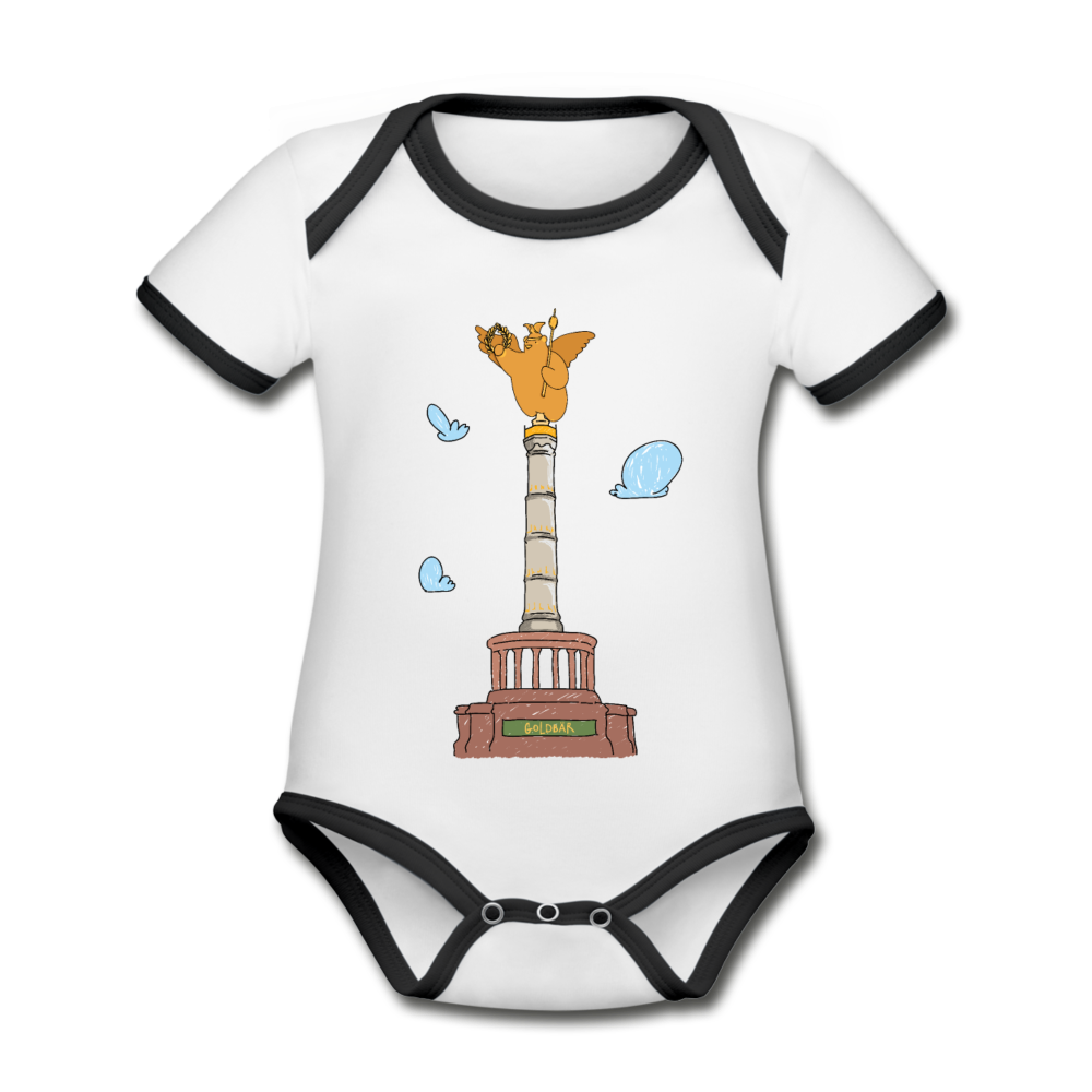 Gold Bär - Baby Bio-Kurzarm-Kontrastbody - Weiß/Schwarz