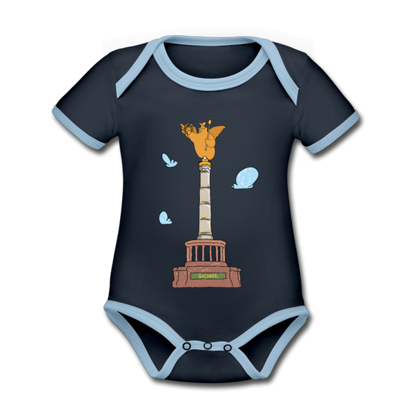 Gold Bär - Baby Bio-Kurzarm-Kontrastbody - navy/sky
