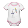 Berliner Luftbär - Baby Bio-Kurzarm-Kontrastbody - Weiß/Rose