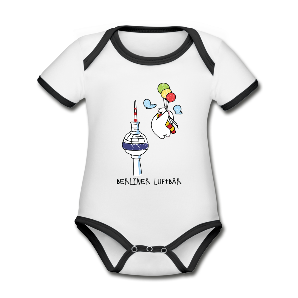Berliner Luftbär - Baby Bio-Kurzarm-Kontrastbody - Weiß/Schwarz