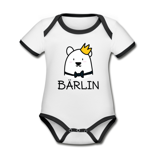 Bärlin - Baby Bio-Kurzarm-Kontrastbody - Weiß/Schwarz