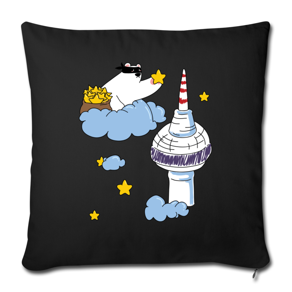Berliner Bär bei Nacht - Sofakissen mit Füllung (45 x 45 cm) - Schwarz