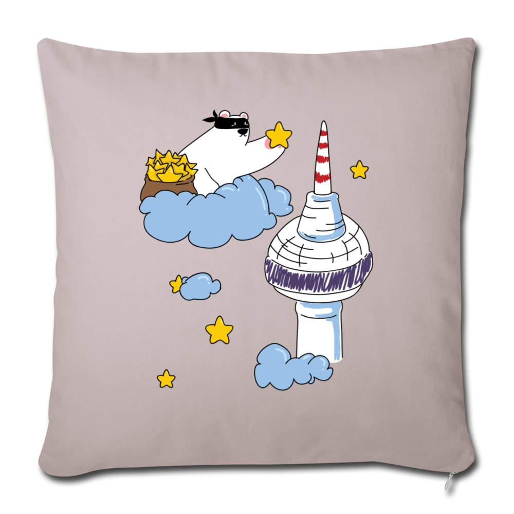 Berliner Bär bei Nacht - Sofakissen mit Füllung (45 x 45 cm) - helles Taupe