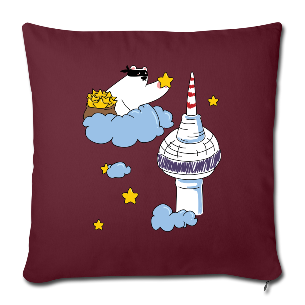 Berliner Bär bei Nacht - Sofakissen mit Füllung (45 x 45 cm) - Burgunderrot