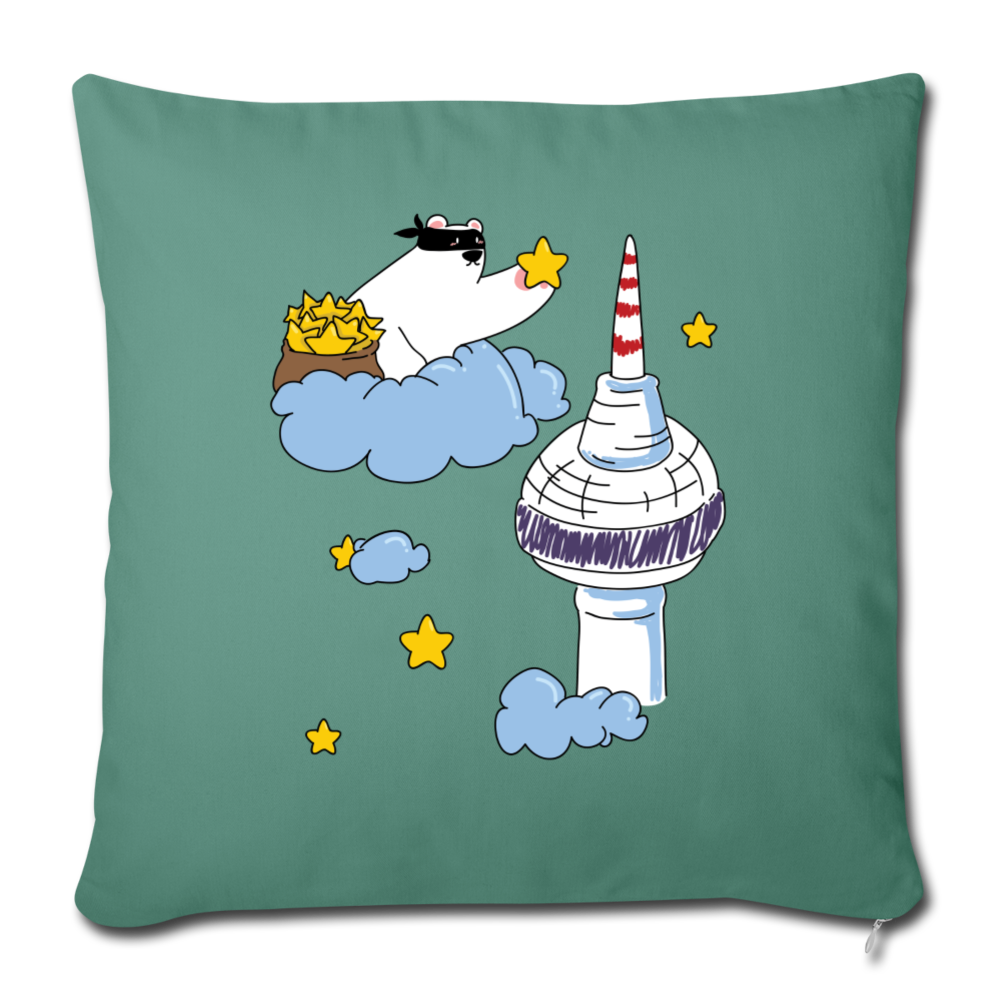 Berliner Bär bei Nacht - Sofakissen mit Füllung (45 x 45 cm) - Tanngrün