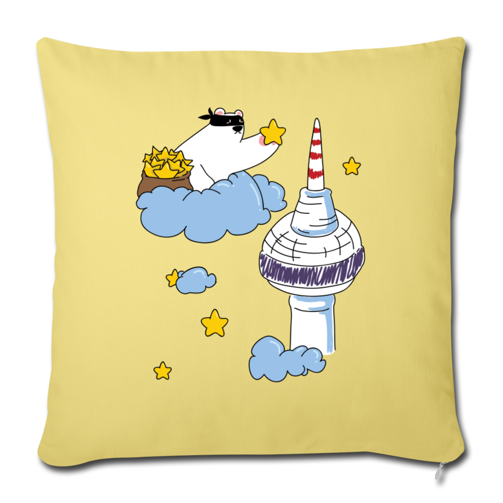 Berliner Bär bei Nacht - Sofakissen mit Füllung (45 x 45 cm) - Hellgelb