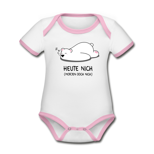 Heute nich! - Baby Bio-Kurzarm-Kontrastbody - Weiß/Rose