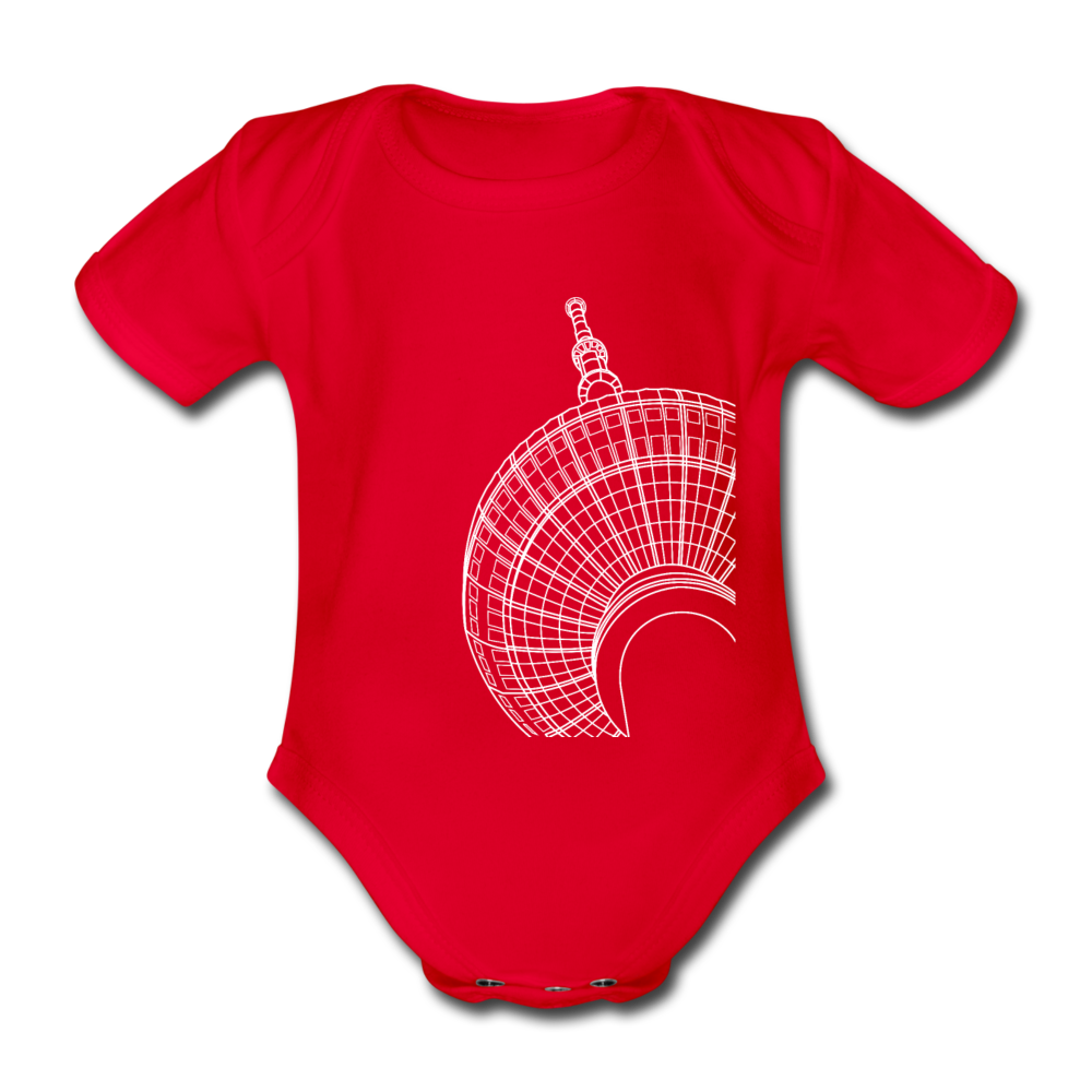 Der Turm von unten - weiß - Bio-Kurzarmbody - Rot