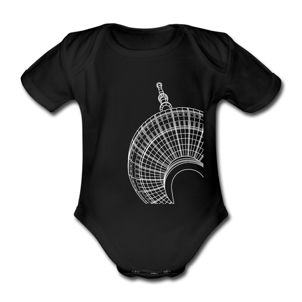 Der Turm von unten - weiß - Bio-Kurzarmbody - Schwarz