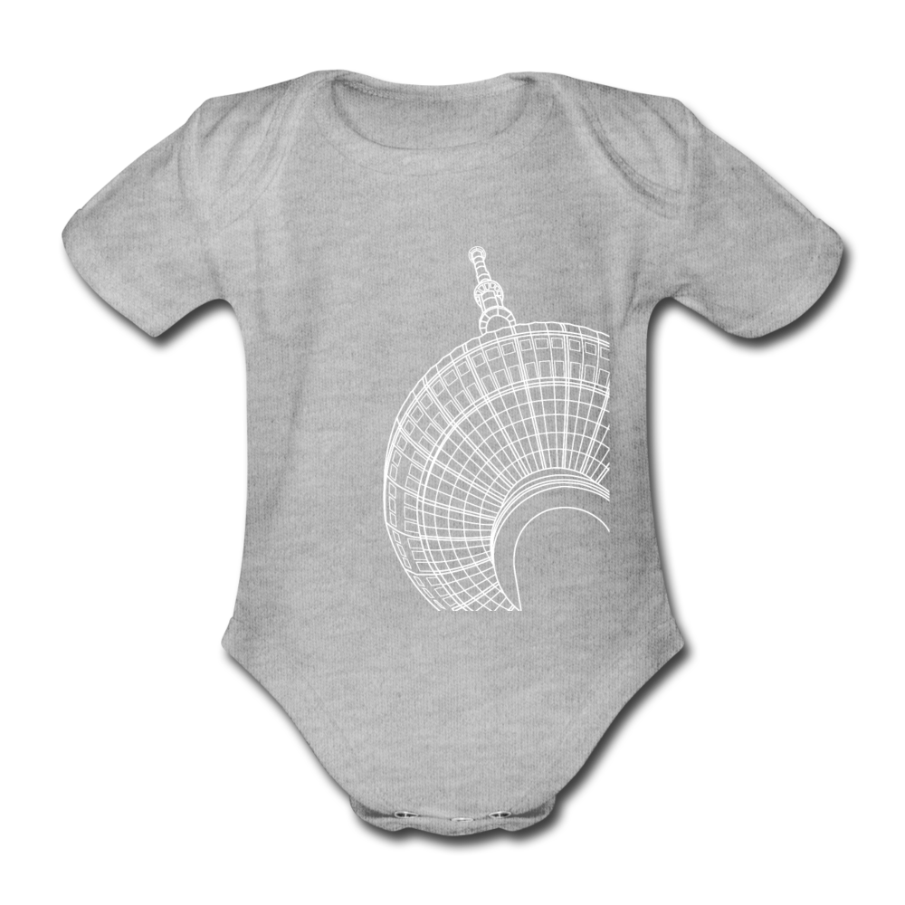 Der Turm von unten - weiß - Bio-Kurzarmbody - Grau meliert