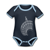 Der Turm von unten - weiß - Baby Bio-Kurzarm-Kontrastbody - navy/sky