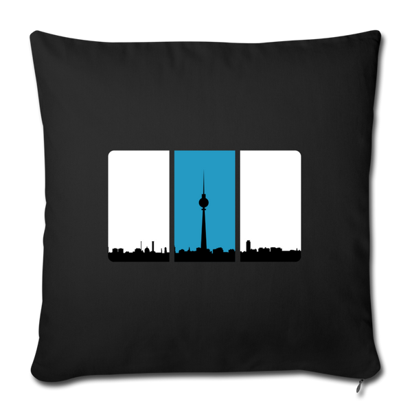 Berliner Skyline in Streifen - Sofakissen mit Füllung (45 x 45 cm) - Schwarz