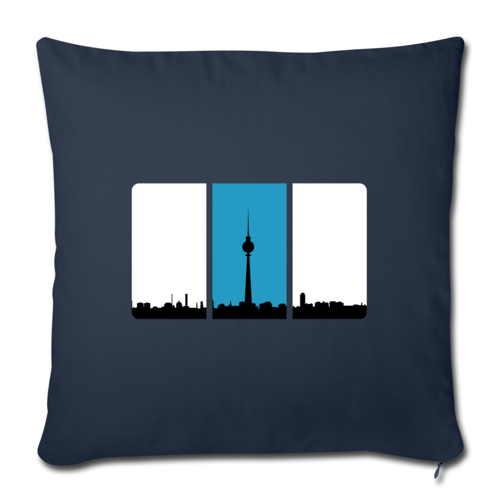 Berliner Skyline in Streifen - Sofakissen mit Füllung (45 x 45 cm) - Navy
