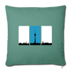 Berliner Skyline in Streifen - Sofakissen mit Füllung (45 x 45 cm) - Tanngrün