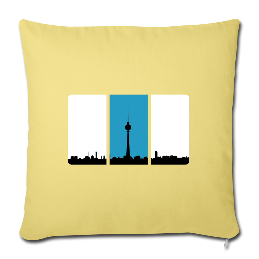 Berliner Skyline in Streifen - Sofakissen mit Füllung (45 x 45 cm) - Hellgelb