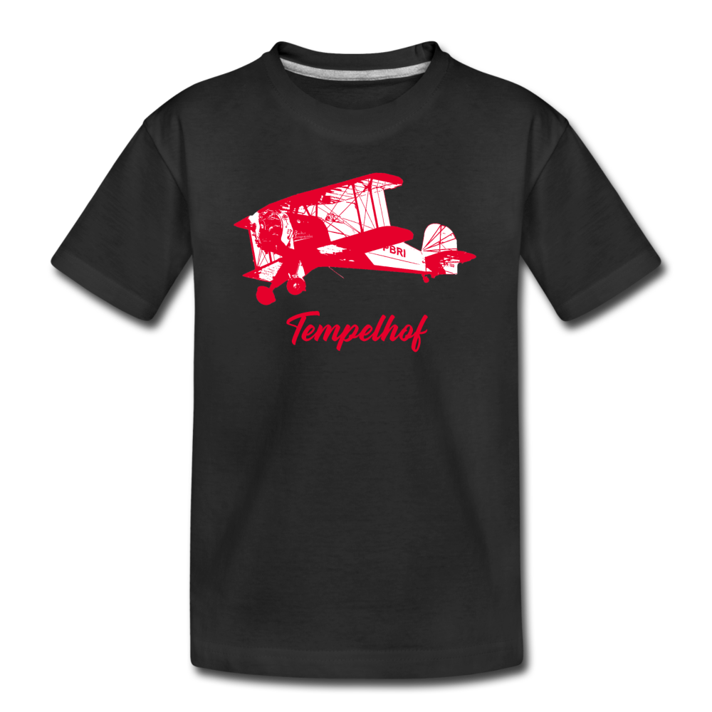 Tempelhof Flugzeug rot - Kinder Premium T-Shirt - black