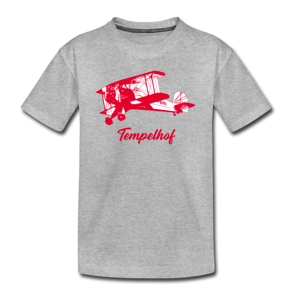 Tempelhof Flugzeug rot - Kinder Premium T-Shirt - heather grey