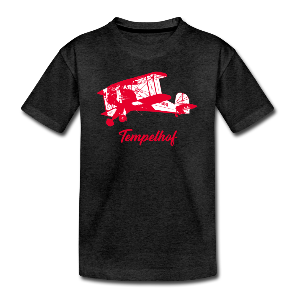 Tempelhof Flugzeug rot - Kinder Premium T-Shirt - charcoal grey