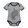 Der Turm von unten - schwarz - Baby Bio-Kurzarm-Kontrastbody - heather grey/navy