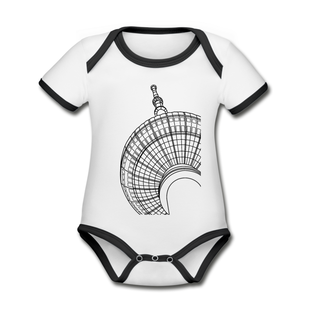Der Turm von unten - schwarz - Baby Bio-Kurzarm-Kontrastbody - white/black