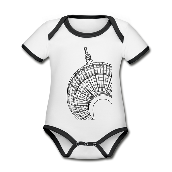 Der Turm von unten - schwarz - Baby Bio-Kurzarm-Kontrastbody - white/black