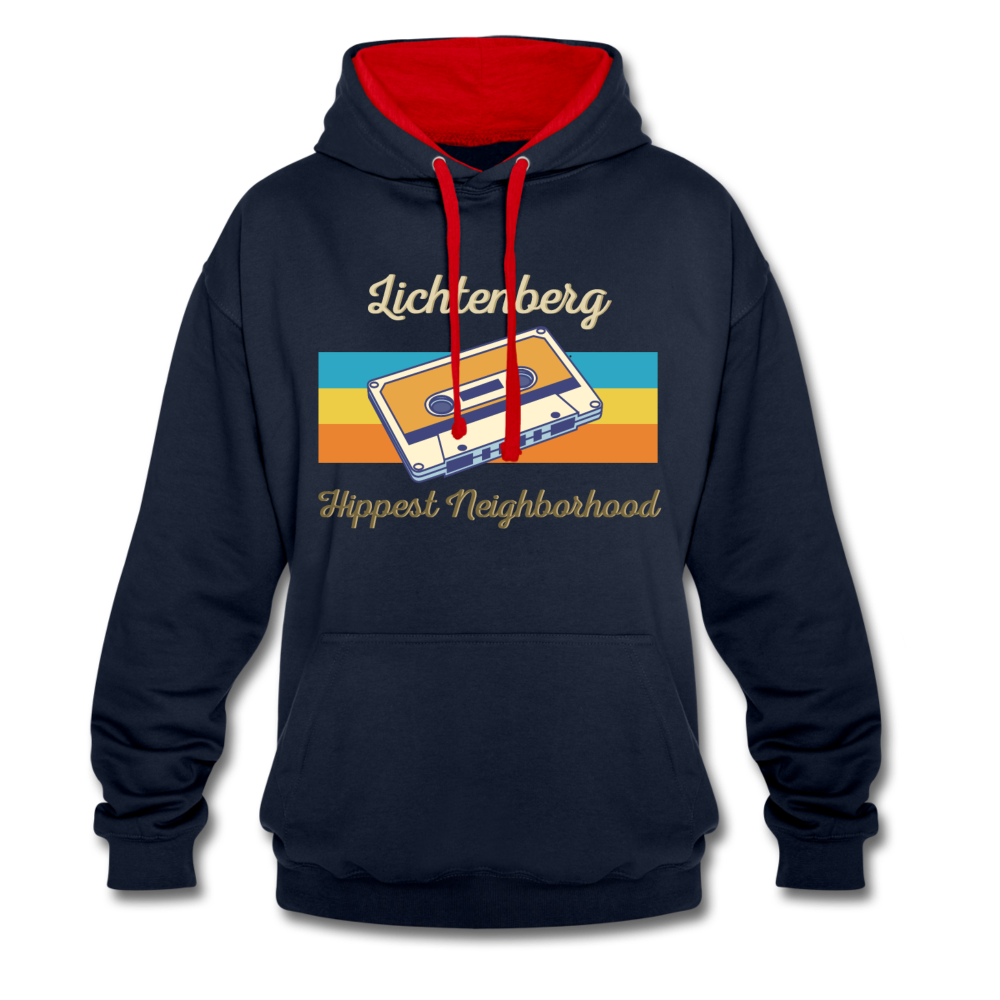 Lichtenberg Hippest Neighborhood - Kontrast Hoodie - navy/red