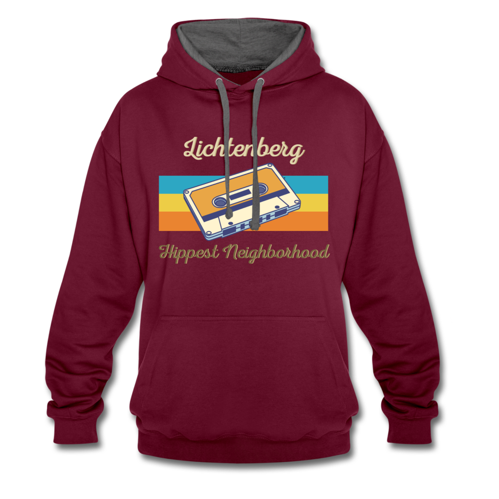 Lichtenberg Hippest Neighborhood - Kontrast Hoodie - burgundy/charcoal