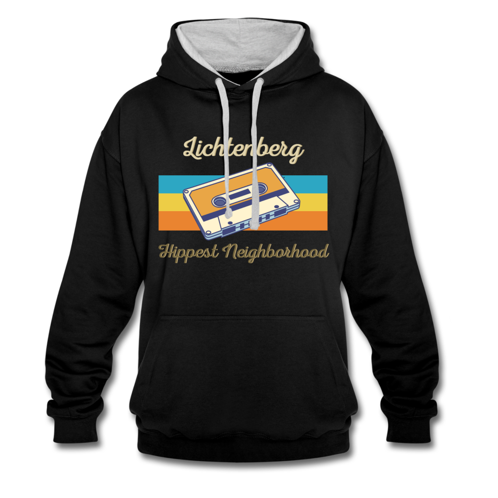 Lichtenberg Hippest Neighborhood - Kontrast Hoodie - black/heather grey