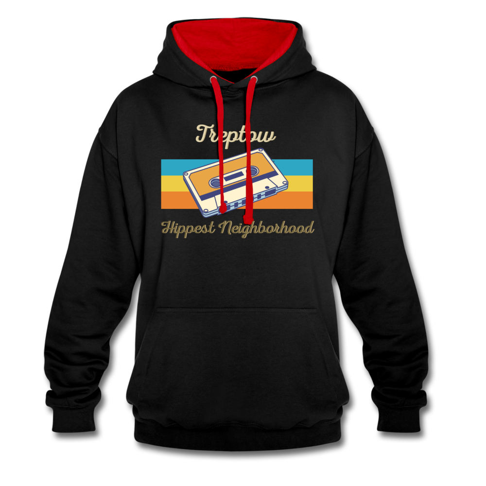 Treptow Hippest Neighborhood - Kontrast Hoodie - black/red