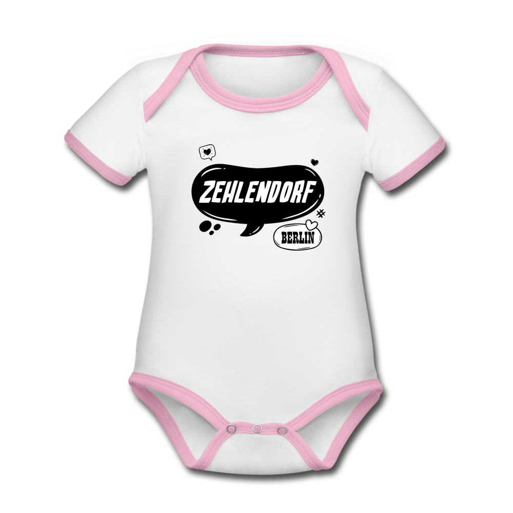 Zehlendorf Berlin - Baby Bio-Kurzarm-Kontrastbody - white/rose