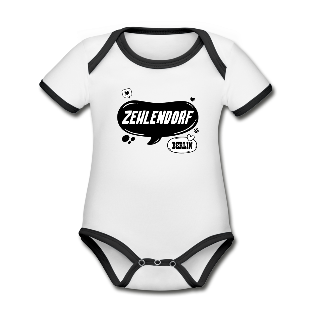 Zehlendorf Berlin - Baby Bio-Kurzarm-Kontrastbody - white/black