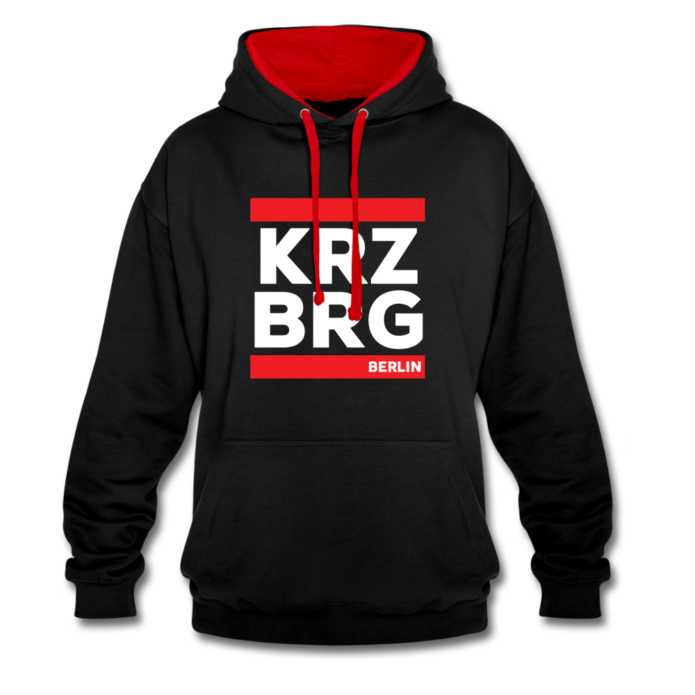 KRZBRG - Kontrast Hoodie - black/red
