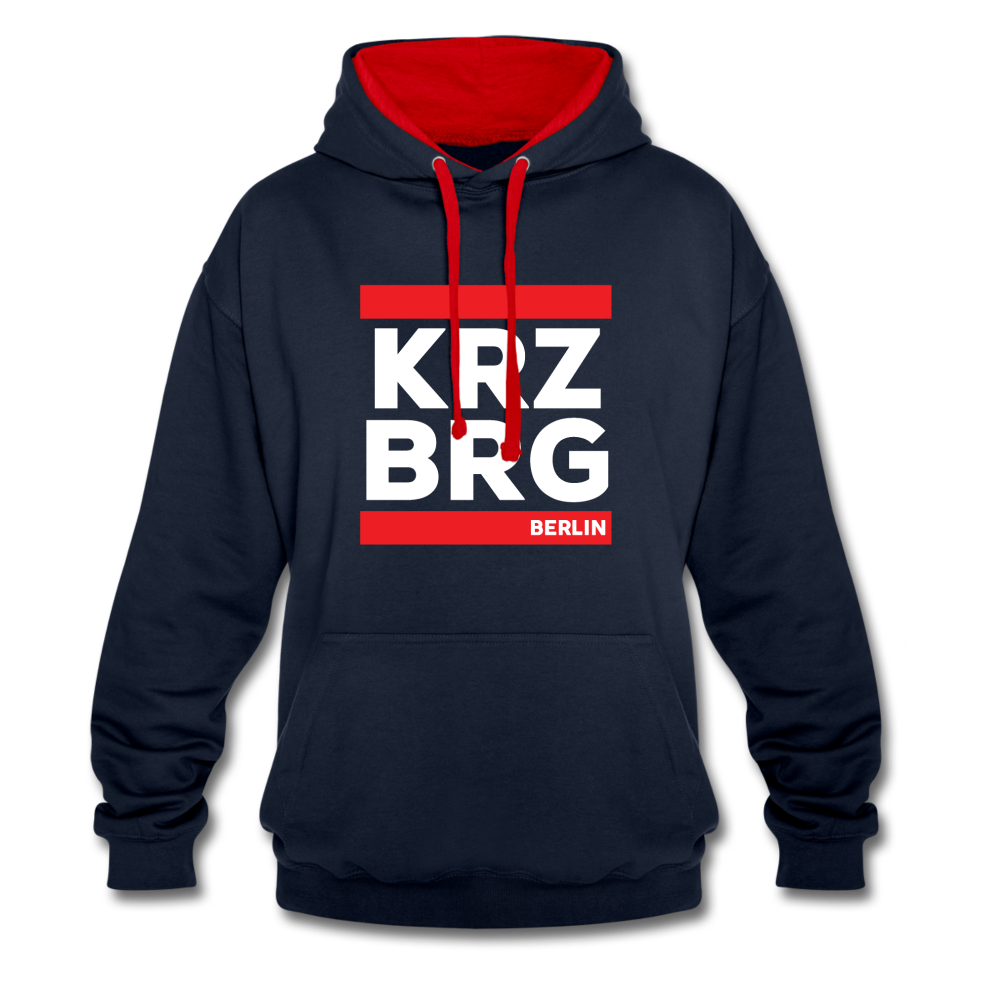 KRZBRG - Kontrast Hoodie - navy/red