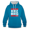 KRZBRG - Kontrast Hoodie - peacock blue/heather grey