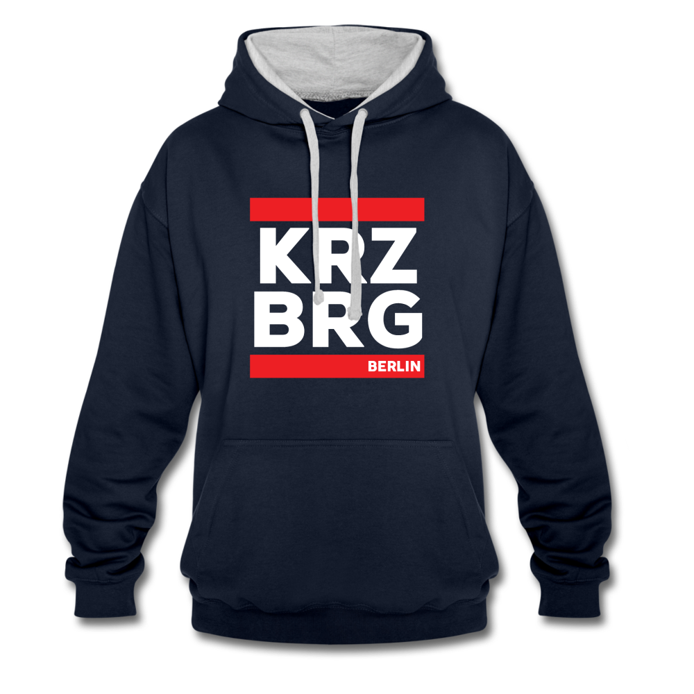 KRZBRG - Kontrast Hoodie - navy/heather grey