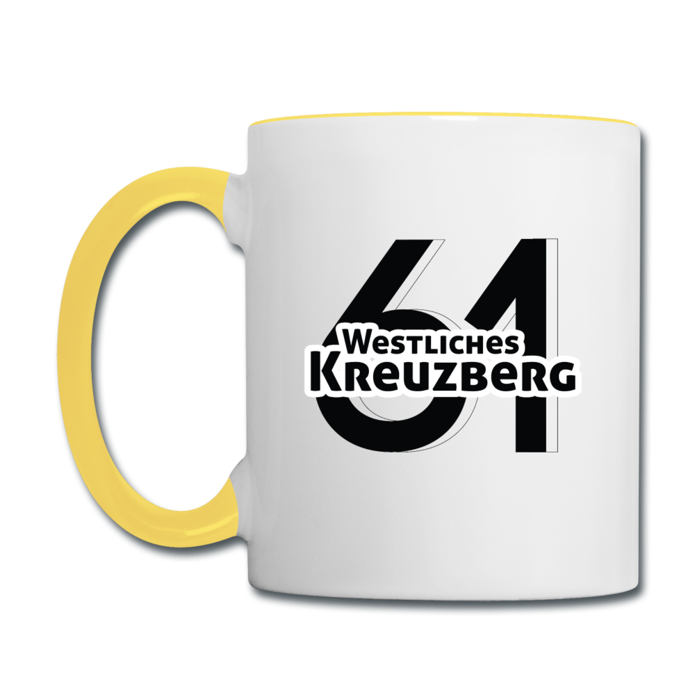 Westliches Kreuzberg  - Tasse zweifarbig - white/yellow