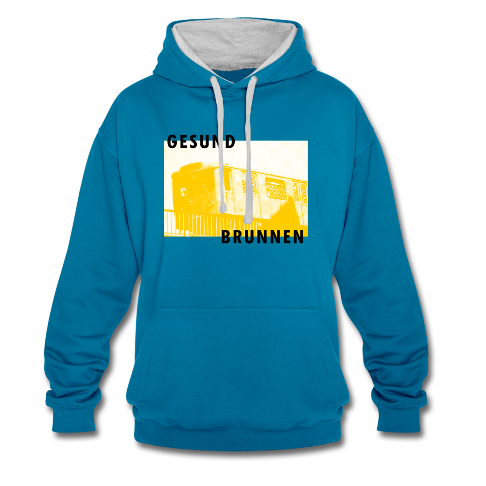 Gesundbrunnen Metro - Kontrast Hoodie - peacock blue/heather grey