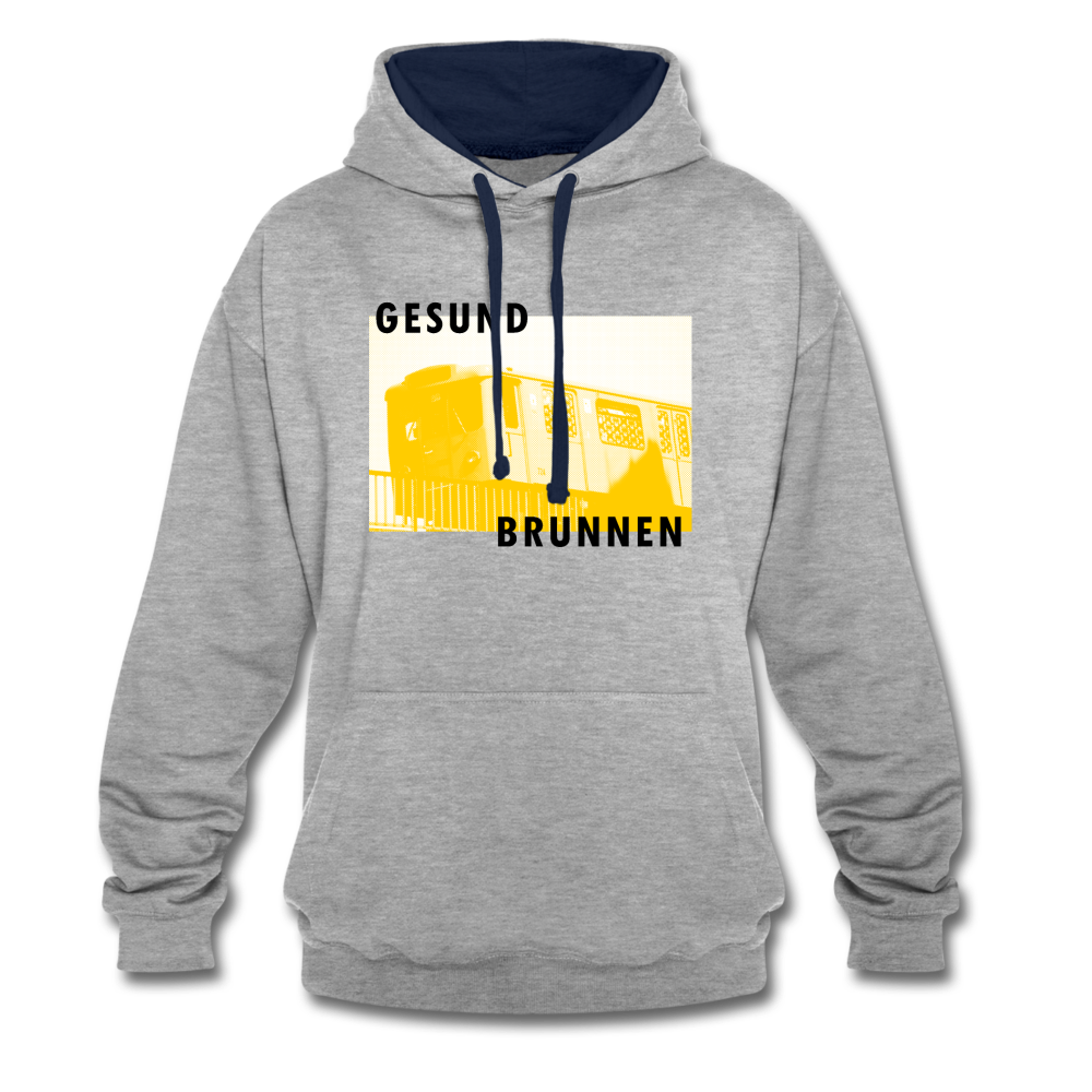 Gesundbrunnen Metro - Kontrast Hoodie - heather grey/navy