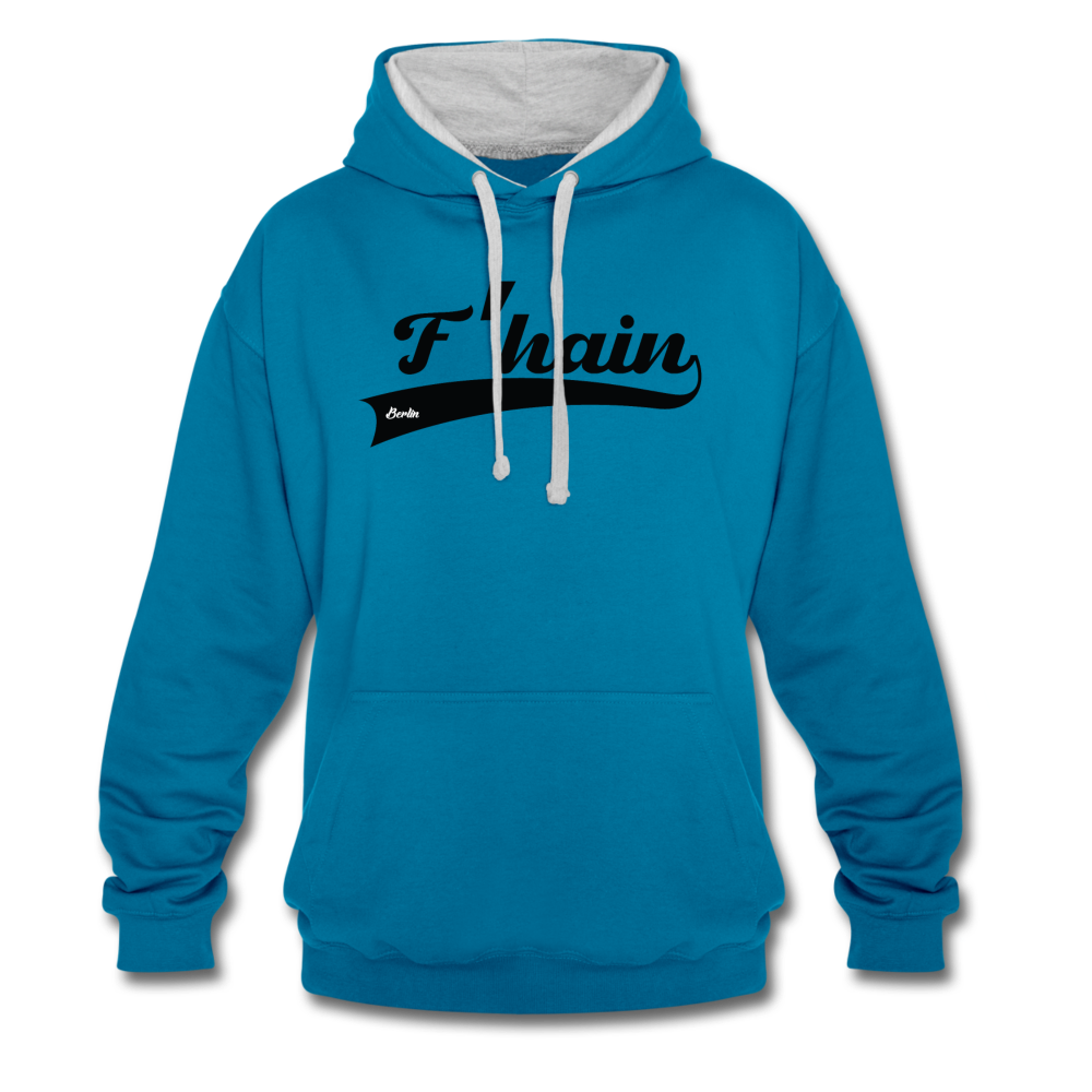 F'hain - Kontrast Hoodie - peacock blue/heather grey