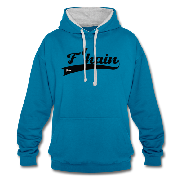F'hain - Kontrast Hoodie - peacock blue/heather grey