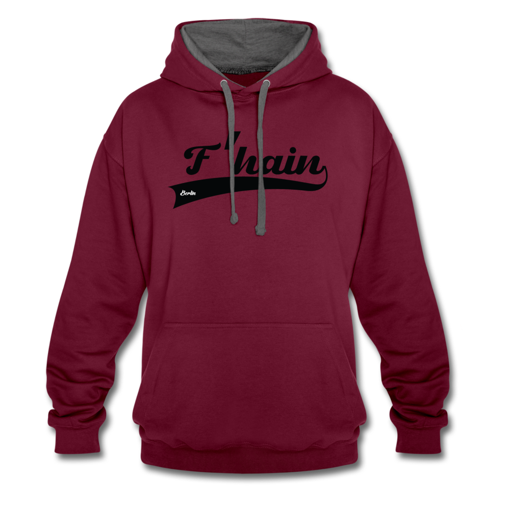 F'hain - Kontrast Hoodie - burgundy/charcoal