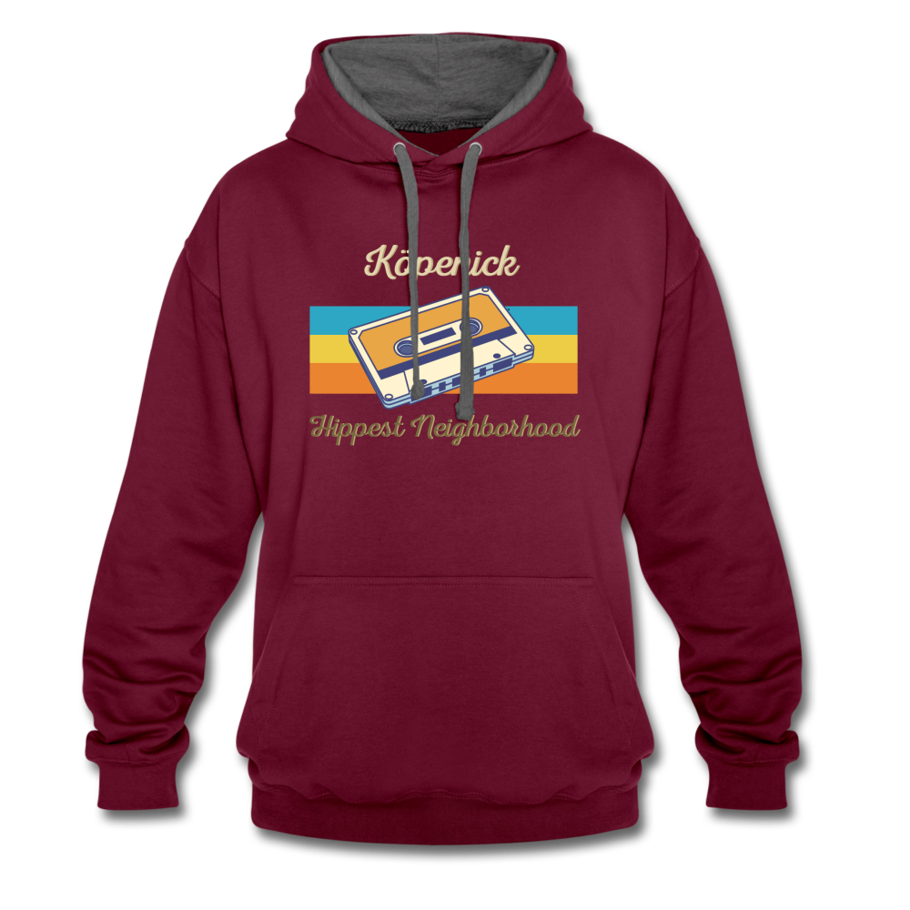 Köpenick Hippest Neighborhood - Kontrast Hoodie - burgundy/charcoal