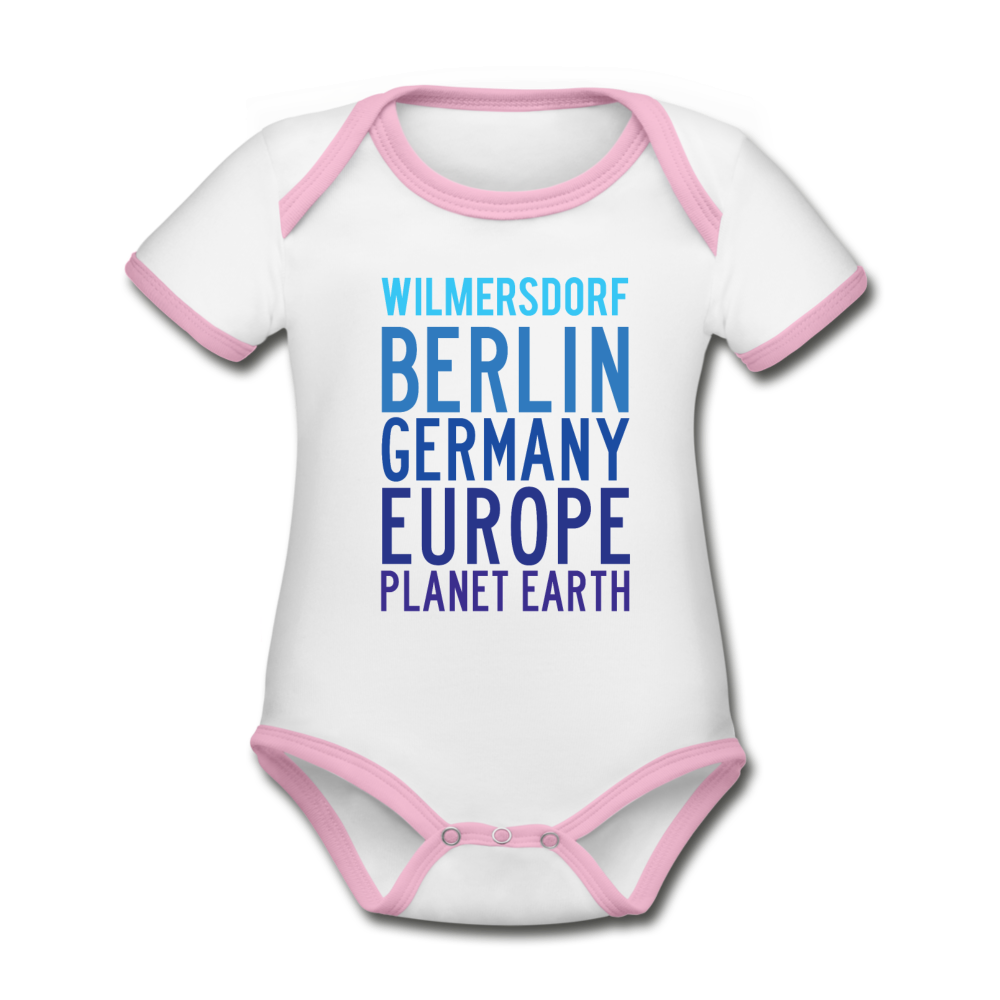 Wilmersdorf Planet Earth - Baby Bio-Kurzarm-Kontrastbody - white/rose