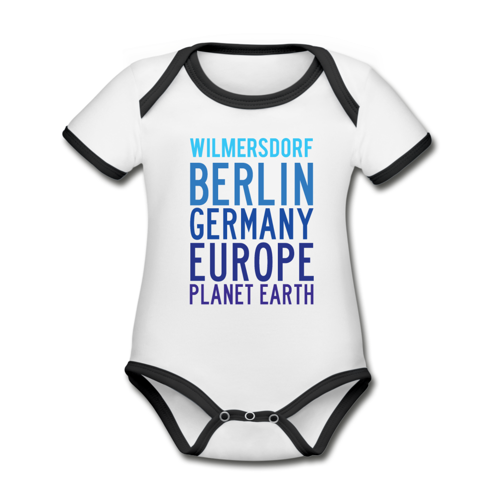 Wilmersdorf Planet Earth - Baby Bio-Kurzarm-Kontrastbody - white/black