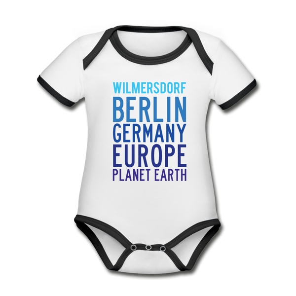 Wilmersdorf Planet Earth - Baby Bio-Kurzarm-Kontrastbody - white/black