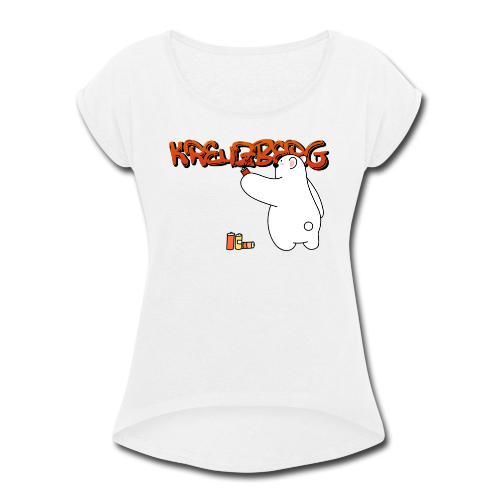Kreuzberg Graffiti - Frauen T-Shirt mit gerollten Ärmeln - white